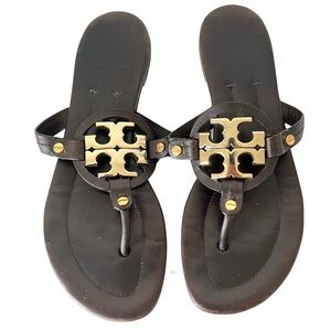 Tory Burch Leather Miller Sandals Brown Size 8